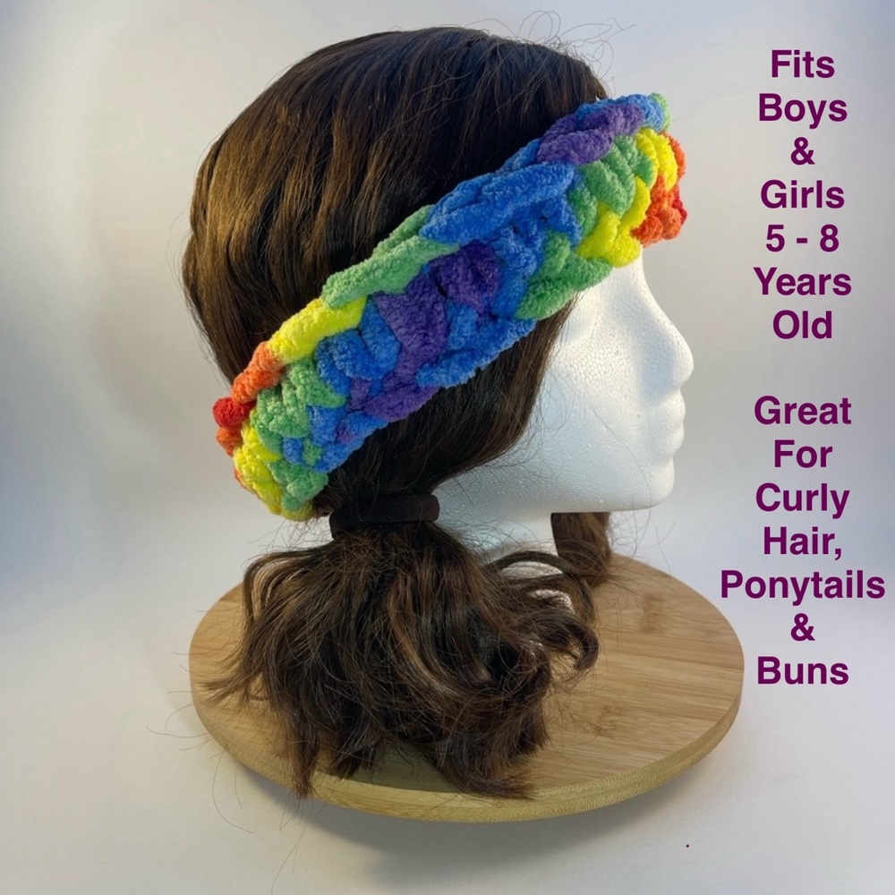 Handmade Kid’s Super Soft & Cozy Winter Headband/Ear Wrap - Rainbow